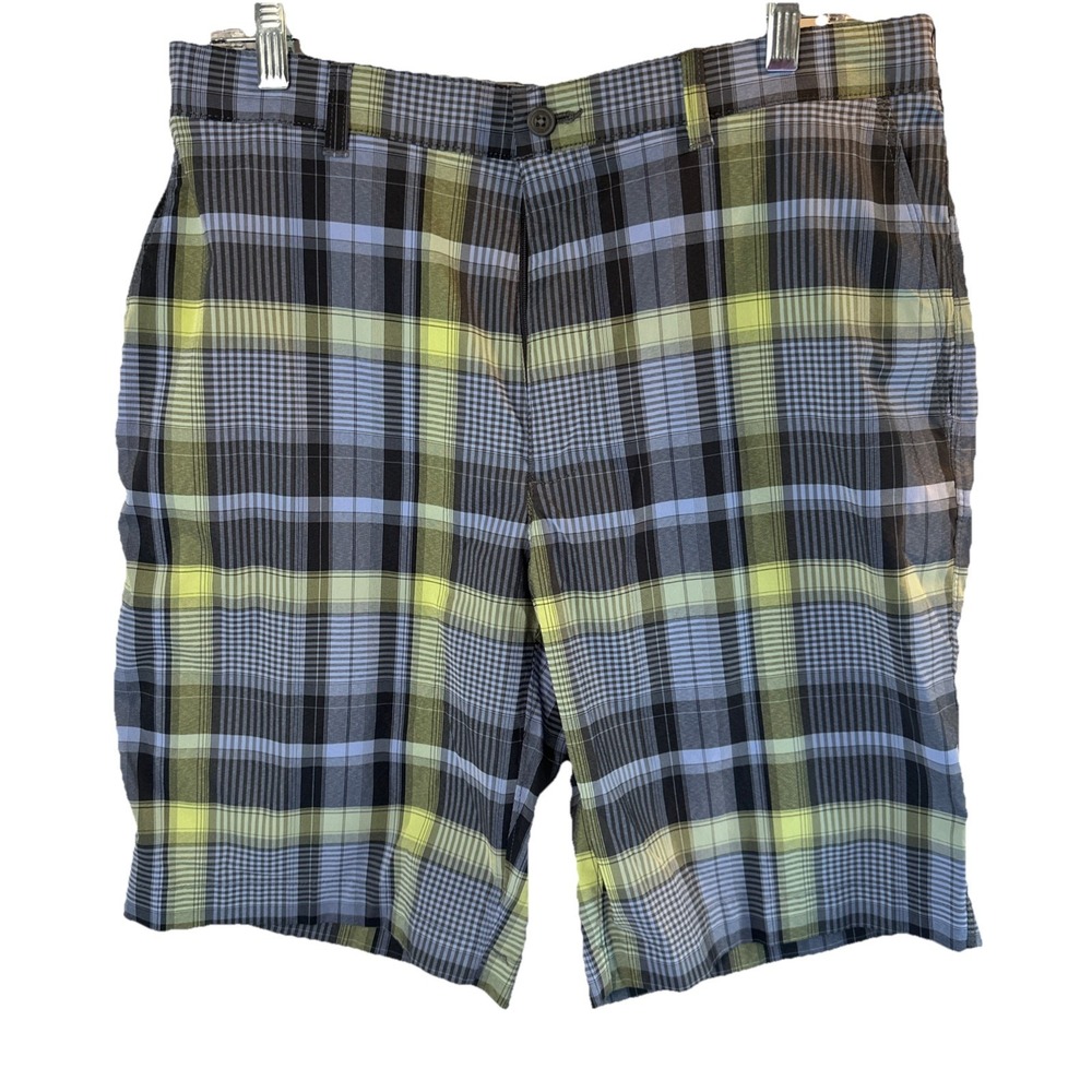 PGA Tour Shorts Men 34 Motion Flux 360 Preppy Plaid Golf Stretch Dri Flux Active